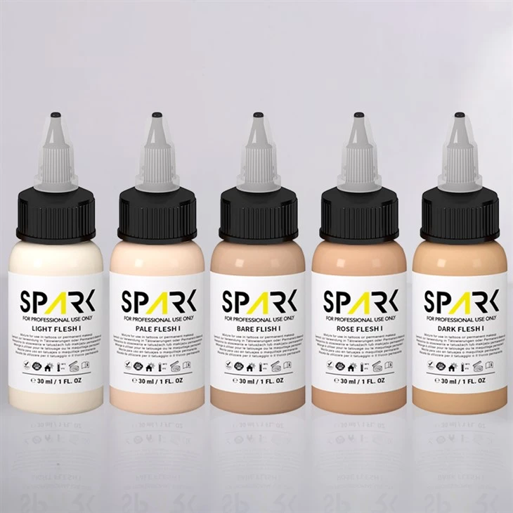 5 warna EU Compliant Light Skin Nada Set untuk tatu yang realistik untuk tatu dan seni badan