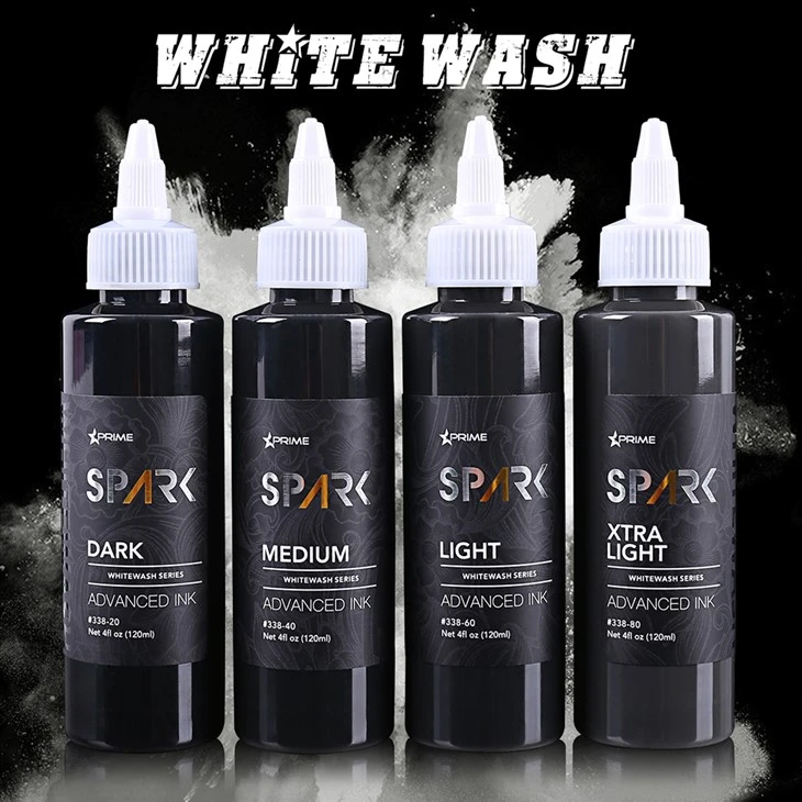 SPARK PROFESIONAL SET OF 4OZ ORGANIC Hitam dan Whitewash Tatu Dakwat Untuk Seni Badan