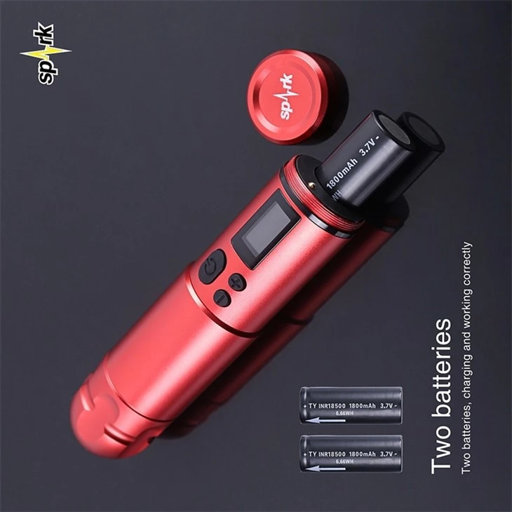 Mesin Tatu Pen Profesional 2 Bateri Mesin Tatu Tanpa Wayar Spark