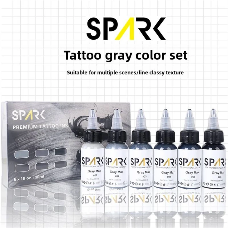 Dakwat Makeup Tetap Profesional Tetapkan Spark Grey 30ml/1oz Dakwat Tatu Organik Untuk Artis Tatu