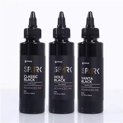 Spark Factory Custom Tinggi Berkualiti Hitam Hitam Pigmen Pigmen Pigmen Pigmen Triple Profesional Naib Dakwat Tatu Hitam