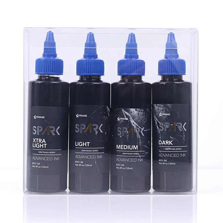 Spark terbaru 4oz*4 cuci kelabu set dakwat tatu sementara kalis air