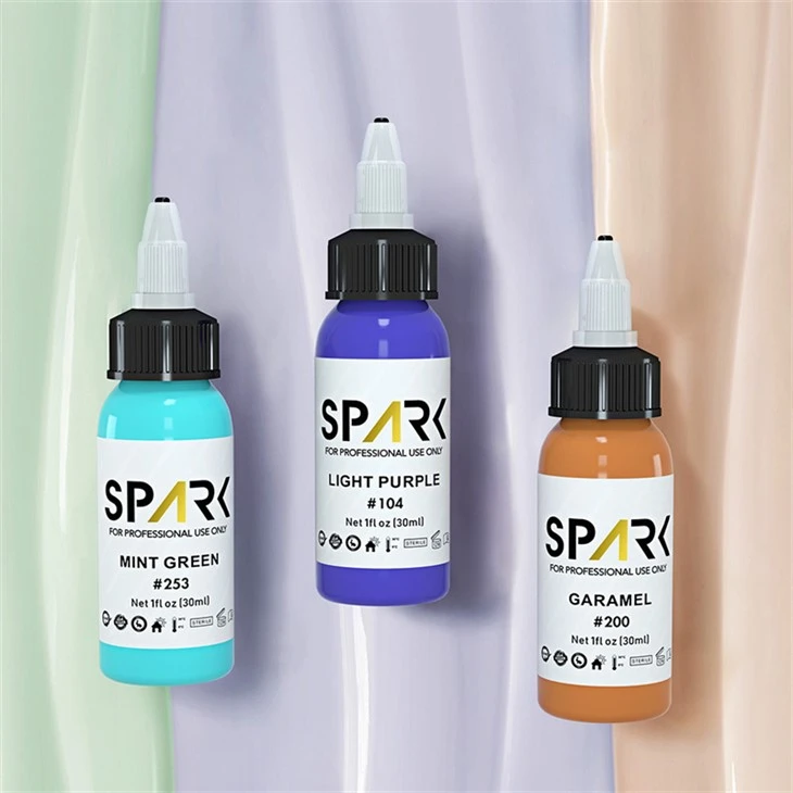 Set 25 Warna Dakwat Tatu Percikan Kilat Gelap Sebenar Percikan Hitam