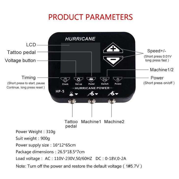 Bekalan Kuasa Tatu Digital Hurricane Electric Untuk Seni Badan
