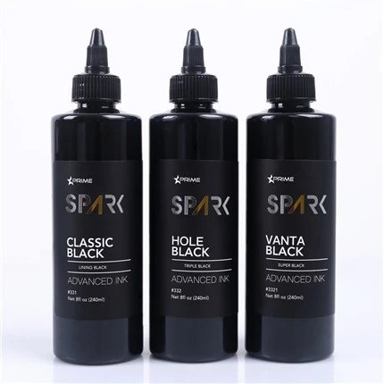 Siri Dakwat Hitam 8OZ Lapisan Hitam Klasik Dakwat Tatu Percikan Hitam Paparan Dakwat Tatu Profesional
