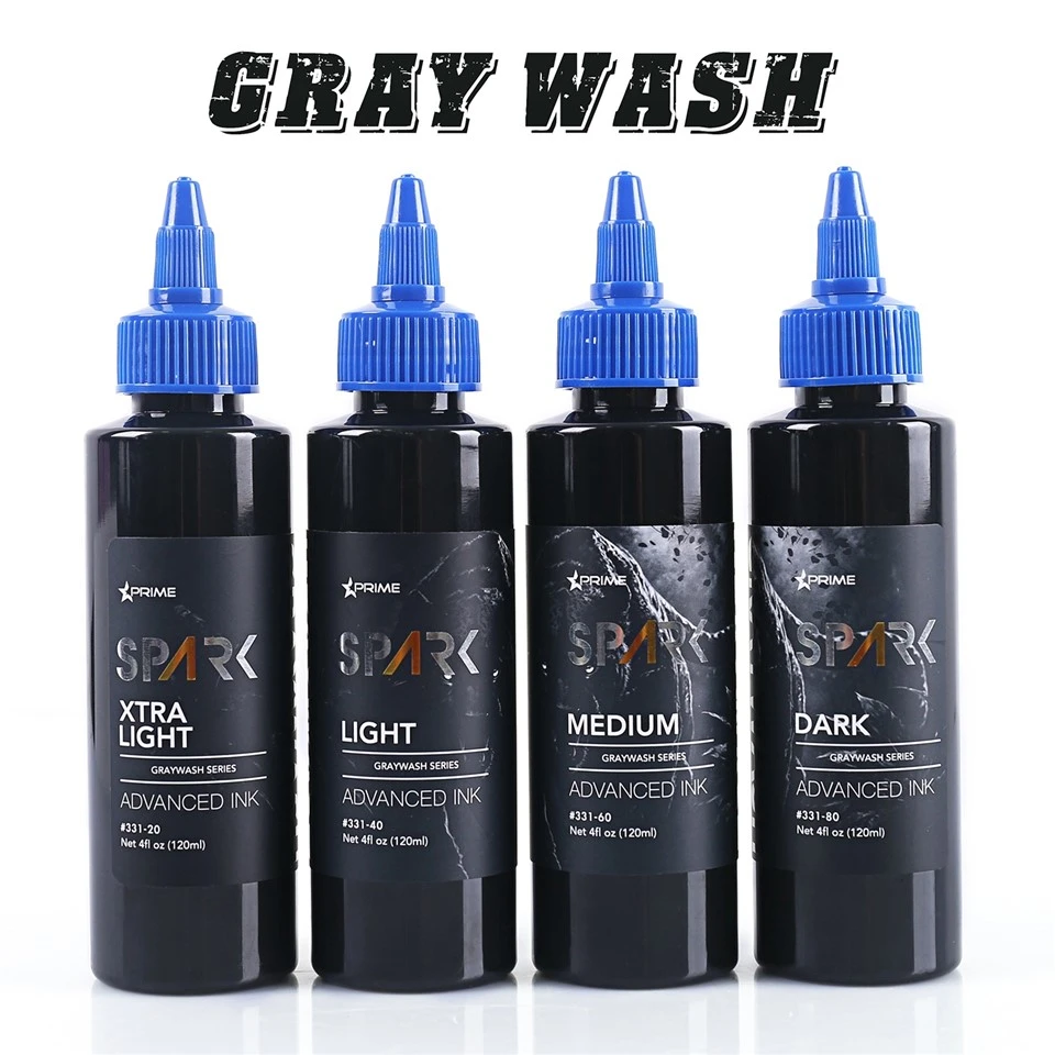 Dakwat Tatu Spark Greywash - 4 Set Botol Oz