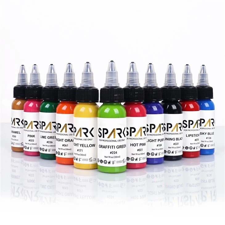 Dakwat Tatu Profesional Spark 50 Warna Pigmen Tatu 30ML/1OZ