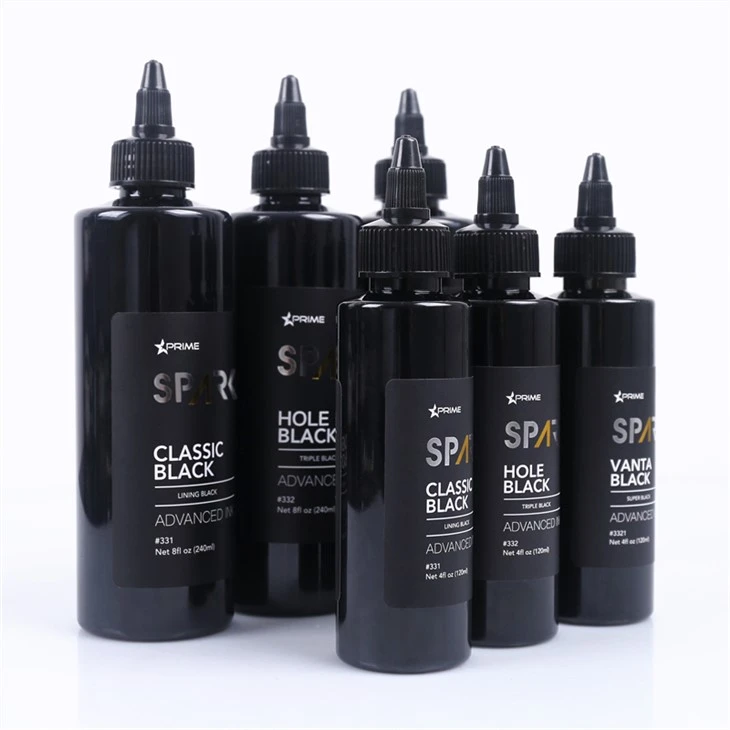 Tiga Lubang Hitam 8OZ Hitam Dakwat Hitam Siri Dakwat Tatu Percikan Set Dakwat Tatu