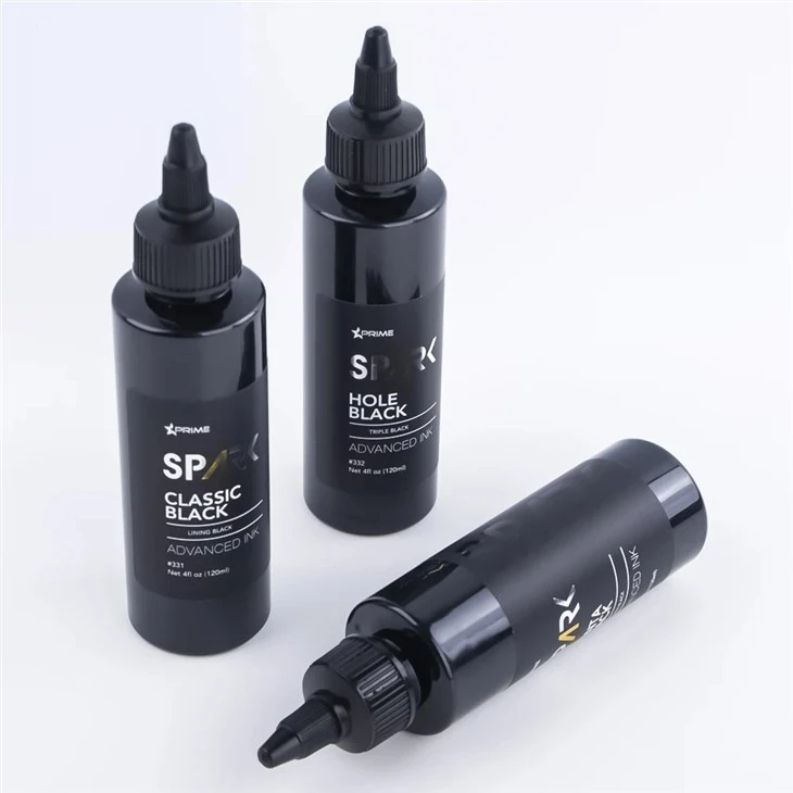 Dakwat Tatu Cahaya Hitam Tiga Kali Hitam Lubang 8OZ Hitam Dakwat Hitam Siri Dakwat Tatu Percikan Set Dakwat Tatu